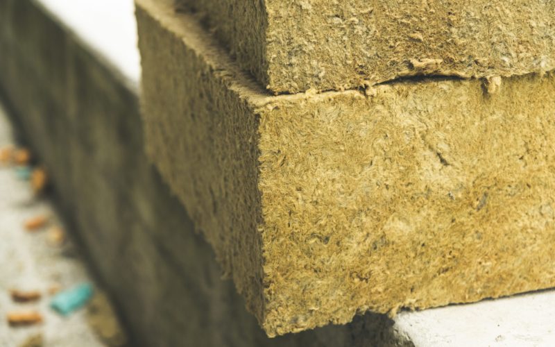 Rock wool insulation boards close up